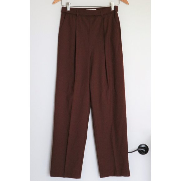 Brown Pleated Straight Leg Trouser Dress Pant NWOT - Picture 1 of 12